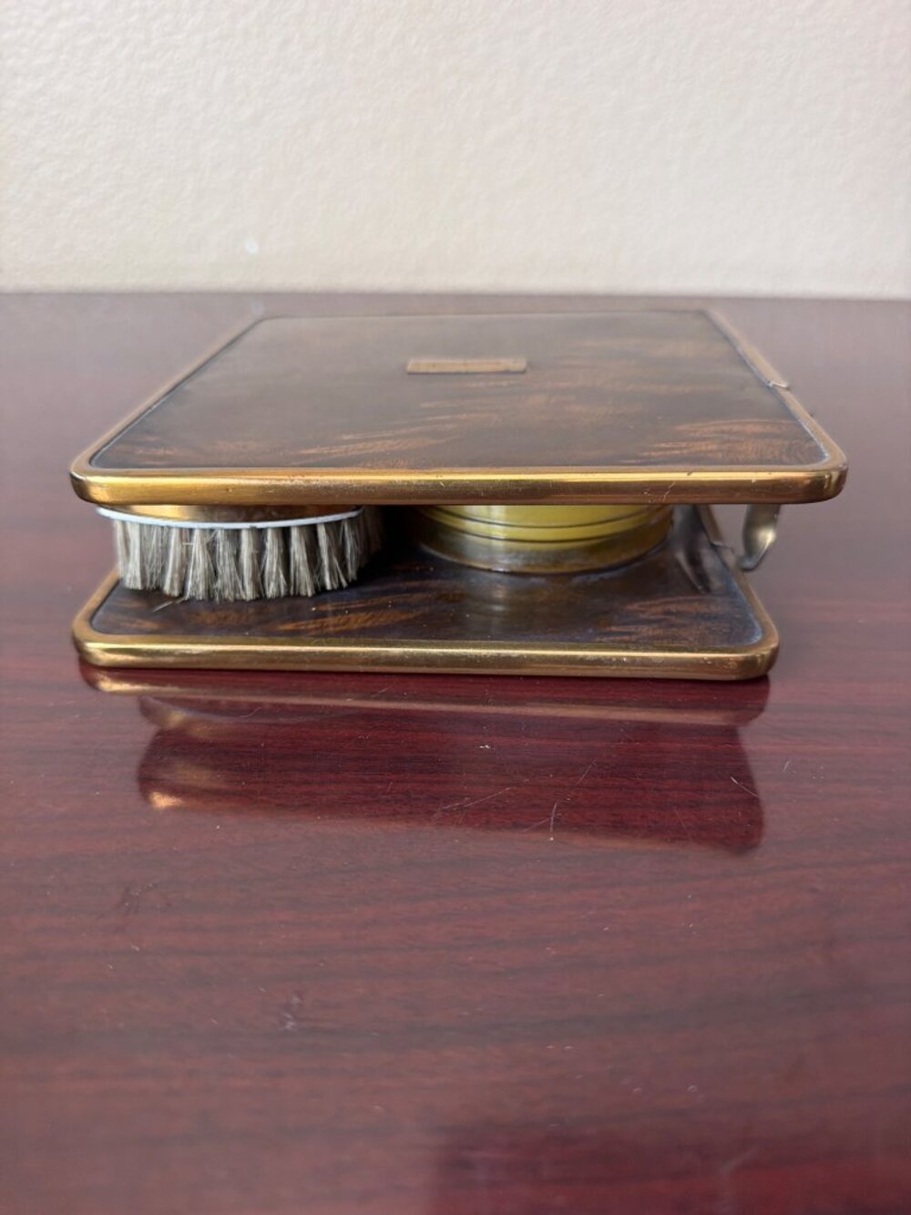 VTG Art Deco Celluloid Faux Tortoise Shell Gentleman's Dresser Set Mirror Brush - Picture 15 of 16